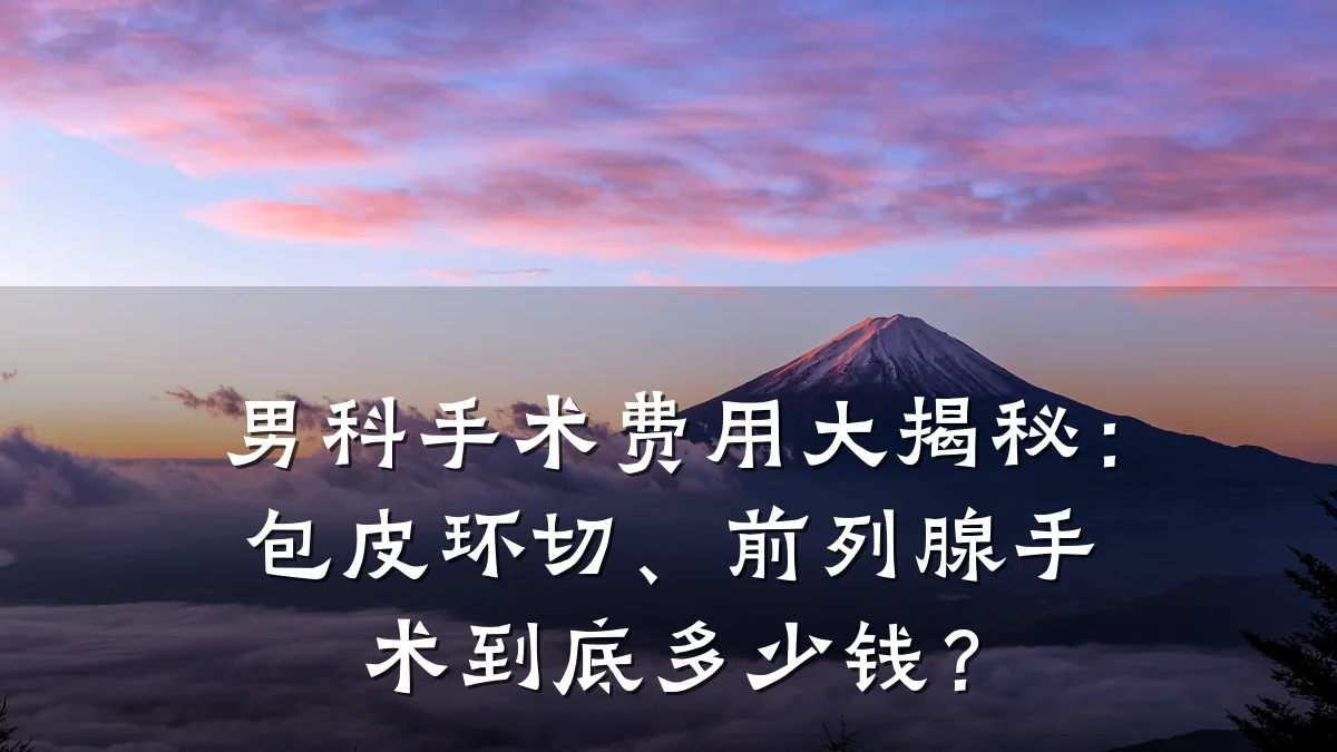 男科手术费用大揭秘:包皮环切、前列腺手术到底多少钱?