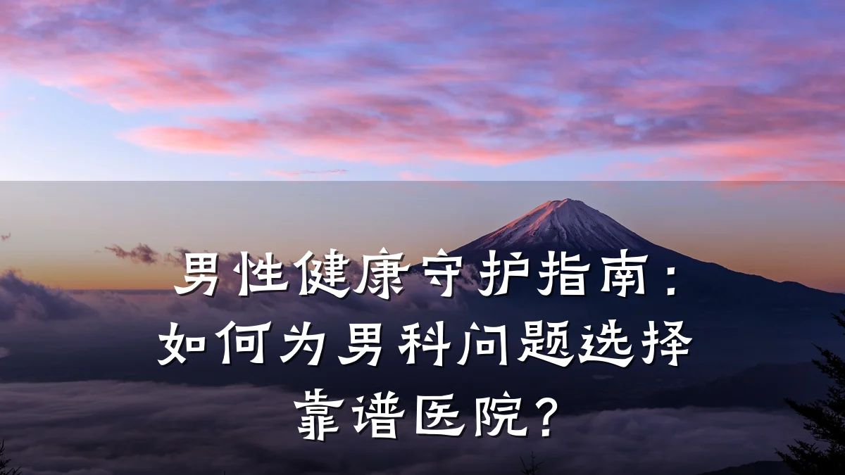 男性健康守护指南:如何为男科问题选择靠谱医院?