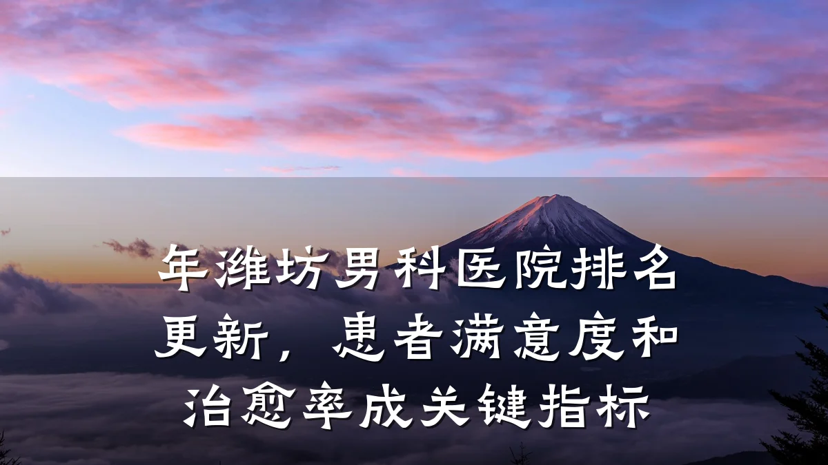 年潍坊男科医院排名更新,患者满意度和治愈率成关键指标