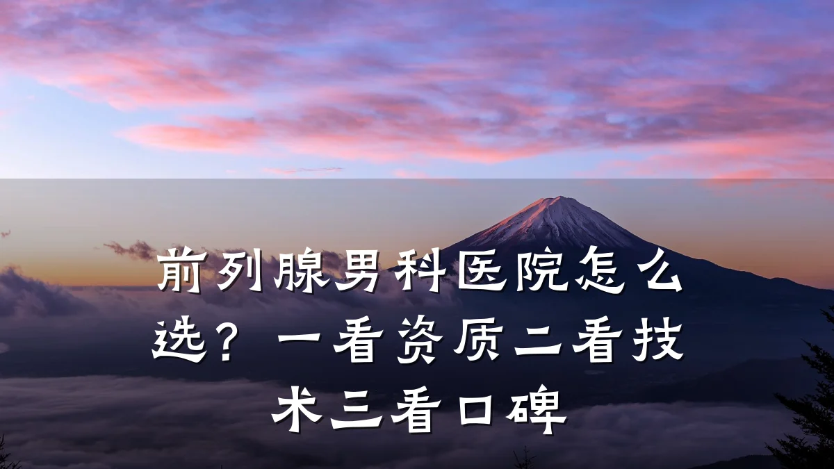 前列腺男科医院怎么选?一看资质二看技术三看口碑