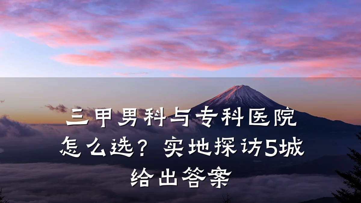 三甲男科与专科医院怎么选?实地探访5城给出答案