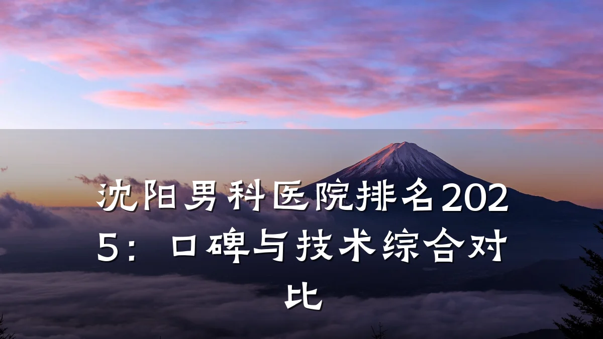 沈阳男科医院排名2025:口碑与技术综合对比
