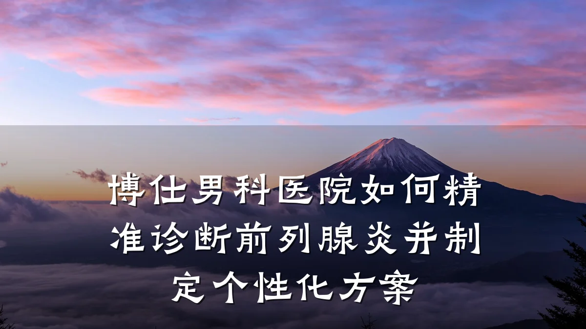 博仕男科医院如何精准诊断前列腺炎并制定个性化方案