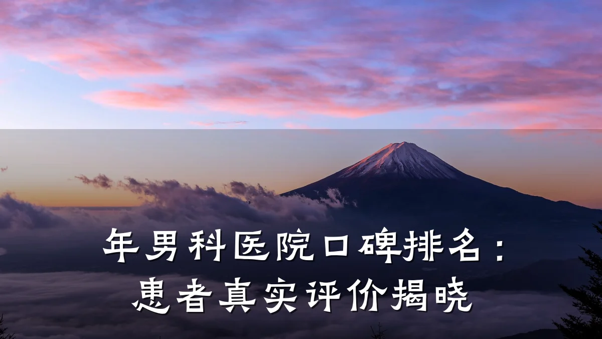 年男科医院口碑排名:患者真实评价揭晓