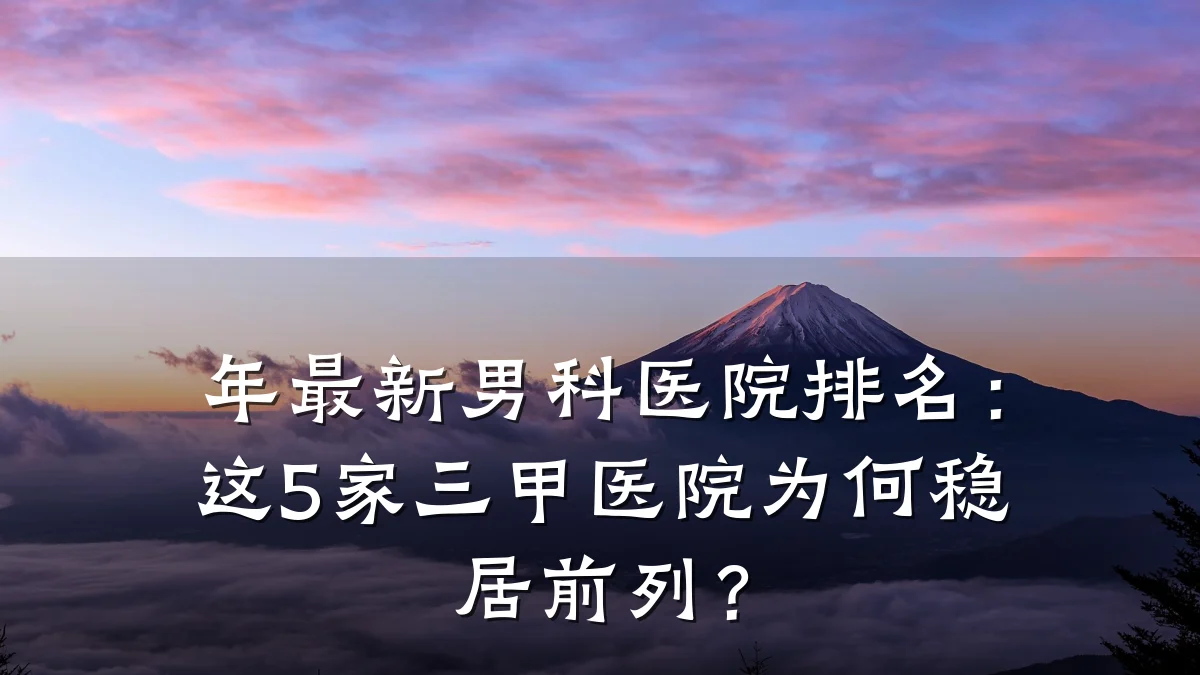 年最新男科医院排名:这5家三甲医院为何稳居前列?