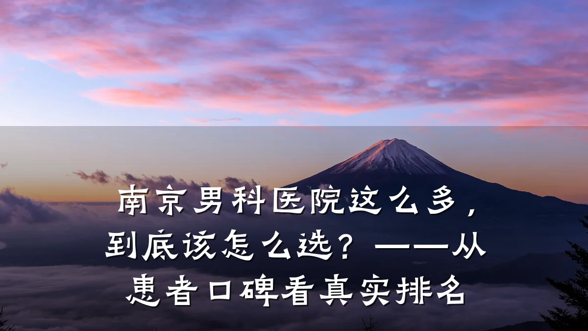 南京男科医院这么多,到底该怎么选?——从患者口碑看真实排名