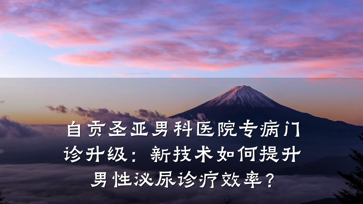 自贡圣亚男科医院专病门诊升级:新技术如何提升男性泌尿诊疗效率?