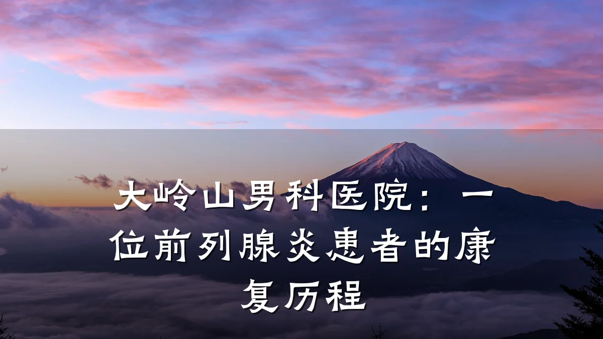 大岭山男科医院:一位前列腺炎患者的康复历程