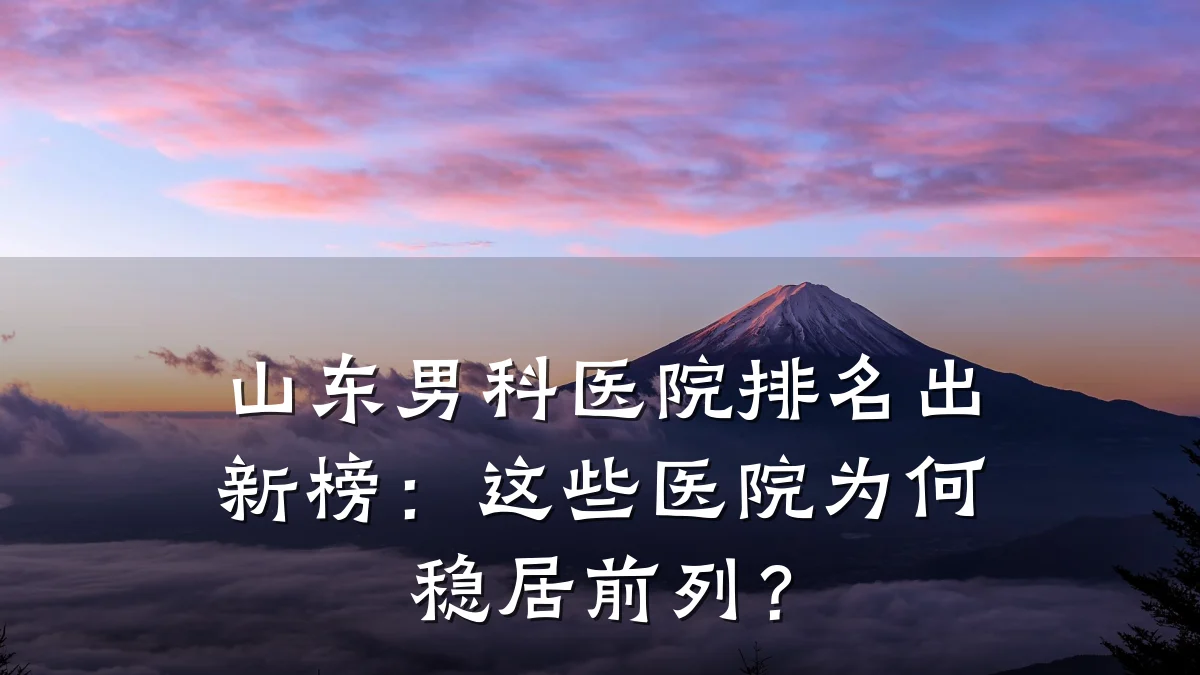 山东男科医院排名出新榜:这些医院为何稳居前列?