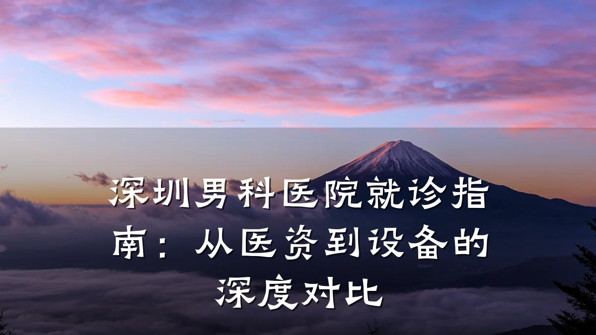 深圳男科医院就诊指南:从医资到设备的深度对比
