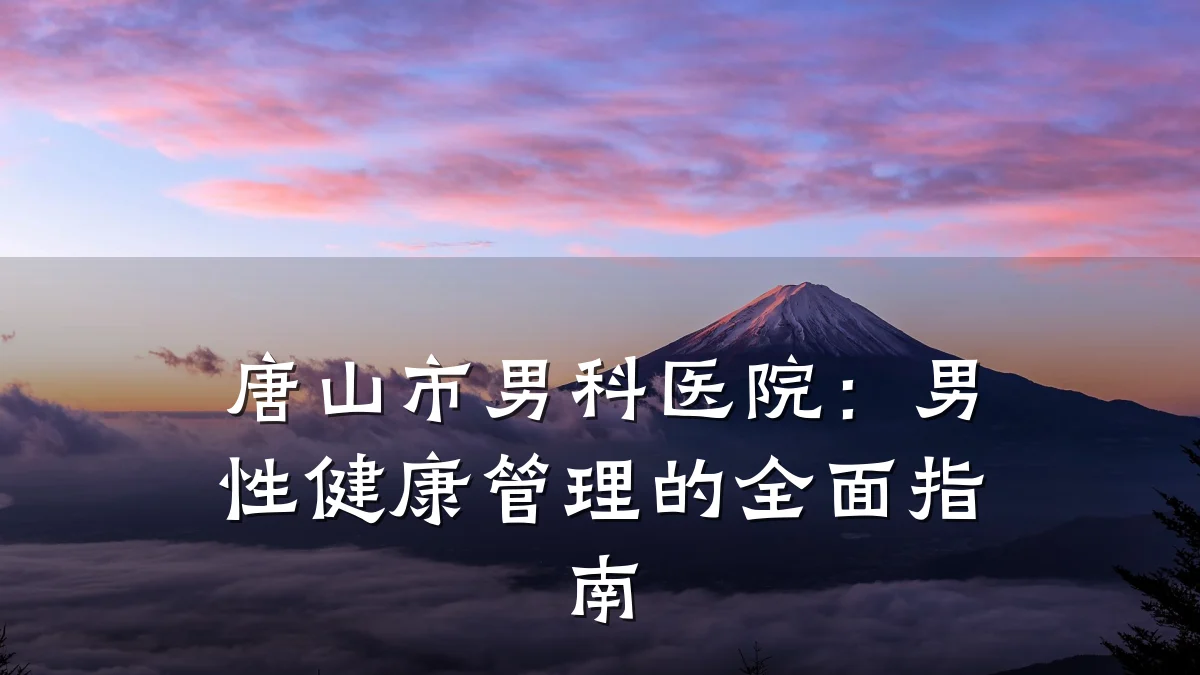 唐山市男科医院:男性健康管理的全面指南