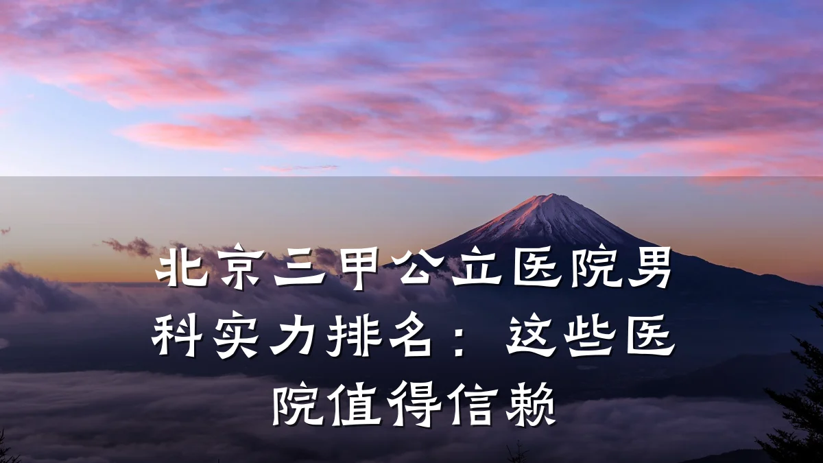 北京三甲公立医院男科实力排名:这些医院值得信赖