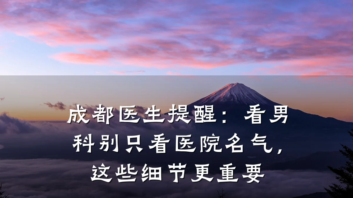 成都医生提醒:看男科别只看医院名气,这些细节更重要