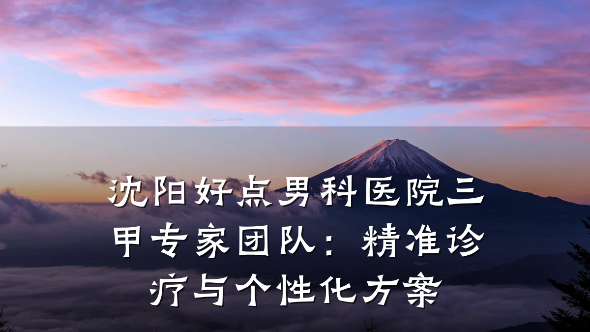 沈阳好点男科医院三甲专家团队:精准诊疗与个性化方案