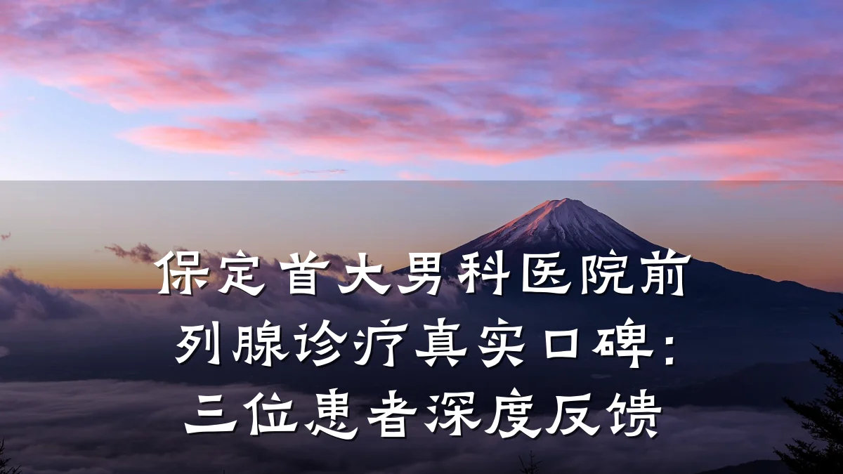 保定首大男科医院前列腺诊疗真实口碑:三位患者深度反馈
