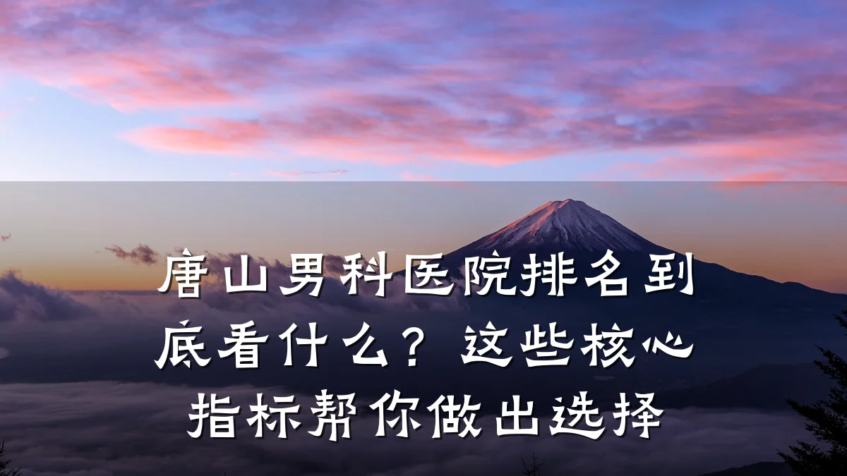 唐山男科医院排名到底看什么?这些核心指标帮你做出选择